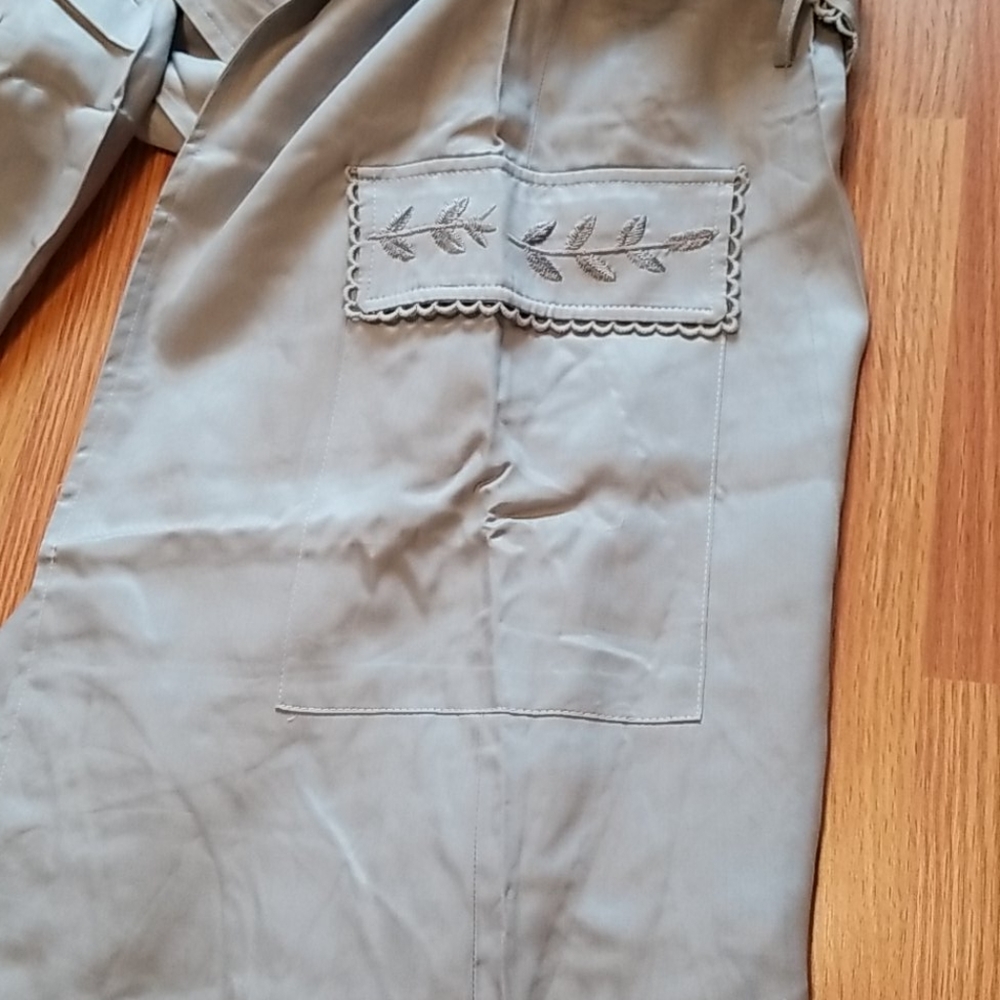 Blush Noir Frost Gray Embroidered Belted Trench Jacket - Picture 7 of 11